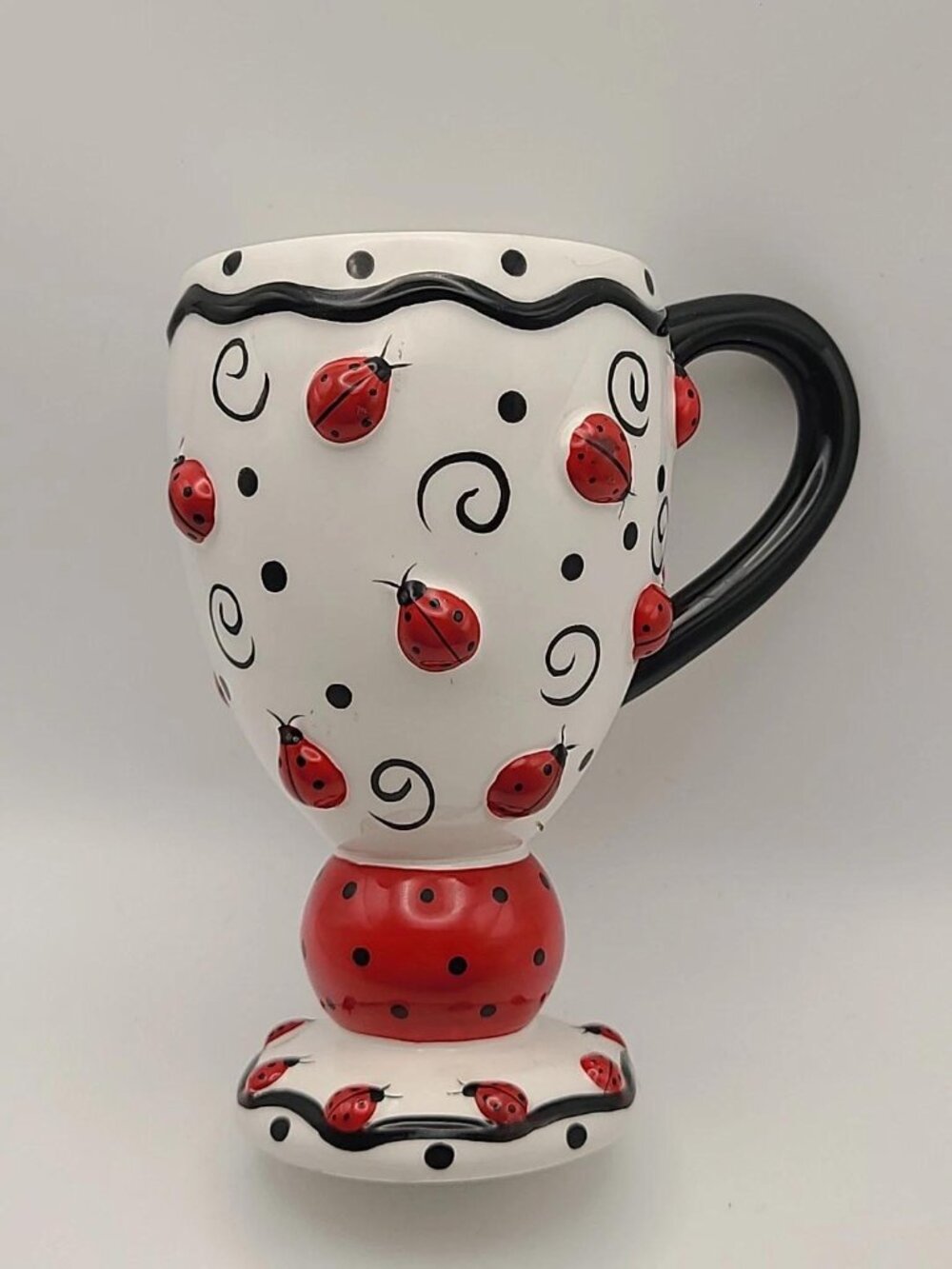 Burton & Burton 3D Ladybug Pedestal Coffee Mug